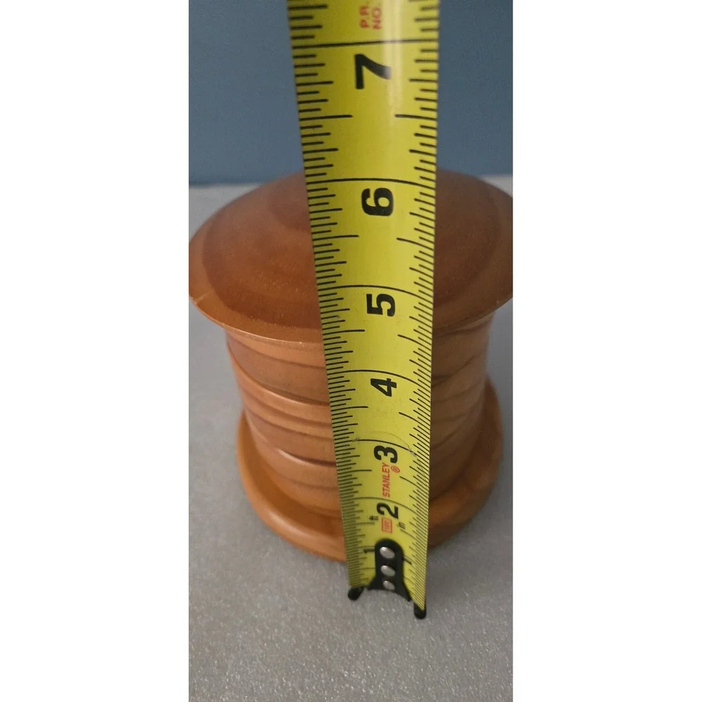 Vintage 3 Tier Wooden Swivel Jewelry Box Black Felt Lined Rotating Trinket Box